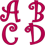 Curlz Alphabet Embroidery Design