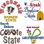 US State Nicknames Embroidery Design