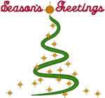 Season's Greetings Christmas Tree Embroidery Design