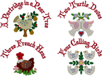 The Twelve Days of Christmas w/ Text Embroidery Design