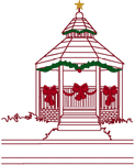 Redwork Village Bandstand at Christmas Embroidery Design
