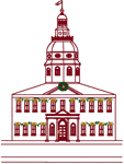 Redwork Village Court House at Christmas Embroidery Design