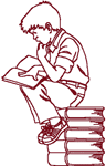 Redwork Boy Reading Embroidery Design