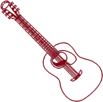Redwork Acoustic Guitar Embroidery Design