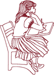 Redwork Schoolgirl Embroidery Design