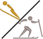 Nordic Combined Skiing Pictogram Embroidery Design