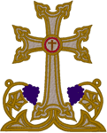Machine Embroidery Design: Ornate Cross with Grapes