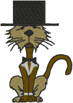 Top Hat Cat Embroidery Design