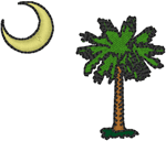 Small South Carolina Palmetto<br>& Crescent Moon Embroidery Design