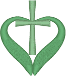 Heart Embraced Cross Embroidery Design