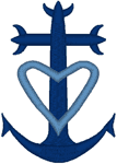 Anchor Cross with Heart Embroidery Design