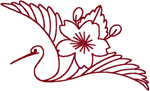 Redwork Asian Style Stork Embroidery Design