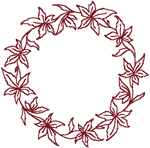 Redwork Virginia Creeper Wreath Embroidery Design