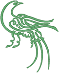 Art Nouveau Crested Bird Embroidery Design