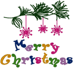 Merry Christmas Pine Branch Embroidery Design