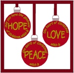 Peace, Love, Hope Ornaments Embroidery Design