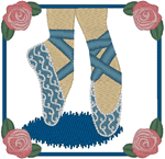 Ballet Slippers & Roses Embroidery Design