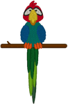 Perched Colorful Parrot Embroidery Design