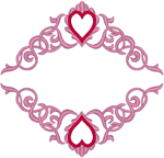 Scroll Hearts Frame Embroidery Design