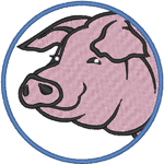 Smiling Pig Embroidery Design
