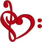 Music Symbol Heart Embroidery Design