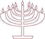 Redwork Hanukkah Menorah Embroidery Design