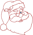 Redwork Classic Winking Santa Embroidery Design