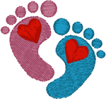 Heart Baby Feet Embroidery Design