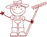 Redwork Gardening Boy Embroidery Design