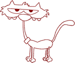 Redwork Goofy Cat Embroidery Design