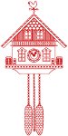 Redwork Cuckoo Clock 1 Embroidery Design