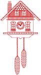 Redwork Cuckoo Clock 2 Embroidery Design