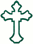 Fleur de Lis Cross with Quadrate Center Outline Embroidery Design