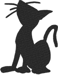 Black Cat Silhouette Embroidery Design