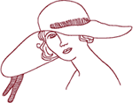 Redwork Flapper in Large Hat Embroidery Design