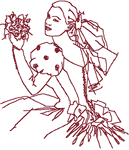 Redwork Bride #2 Embroidery Design