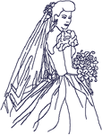 Redwork Bride #4 Embroidery Design