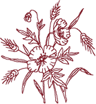 Redwork Flowers & Wheat Bouquet Embroidery Design