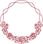 Redwork Rose Frame Embroidery Design