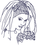 Redwork Bride #5 Embroidery Design
