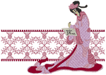 Geisha with Tablet Embroidery Design