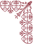 Redwork Victorian Heart Corner Embroidery Design
