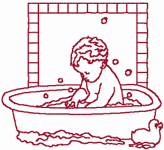 Redwork Machine Embroidery Designs: Redwork Baby Bath Time