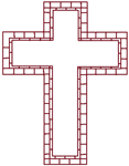 Religious Machine Embroidery Designs: Redwork Stained Glass Cross