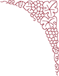 Redwork Grape Corner Embroidery Design