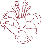 Redwork Lily Embroidery Design