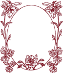 Redwork Oval Lily Frame Embroidery Design