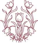 Redwork Tulip Centerpiece Embroidery Design
