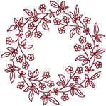 Redwork Forget-Me-Not Wreath Embroidery Design