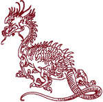 Redwork Chinese Dragon Embroidery Design